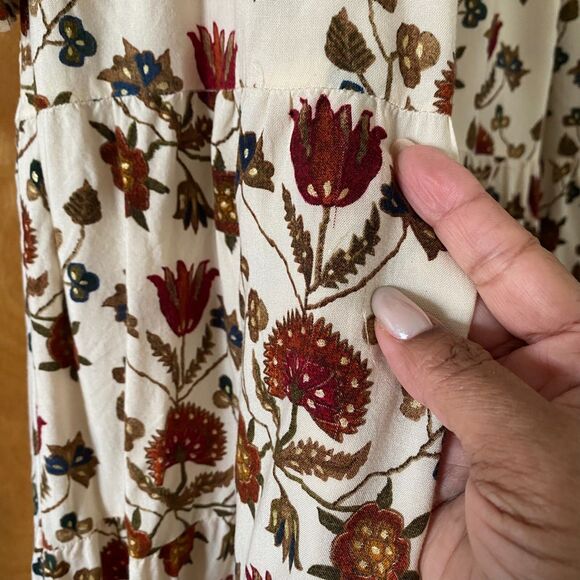 HM Women Dress Crewneck Long Sleeve Floral Print   Bohemian - Picture 15 of 16
